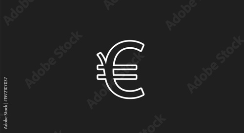 Elegant White Euro Symbol Isolated on Dark Background for Finance.