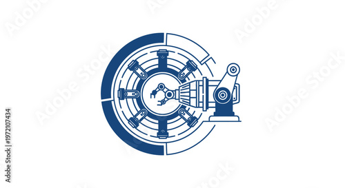Futuristic Robotic Arm Displayed on a Circular Technological Interface.