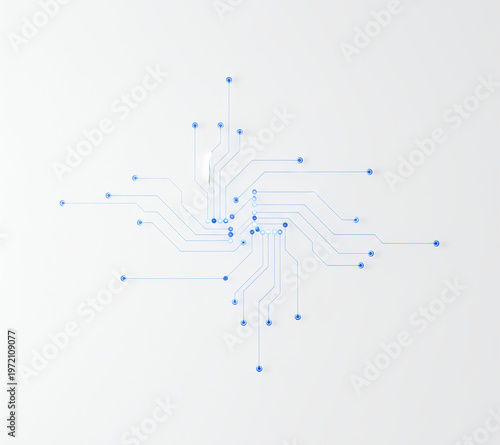 Abstract blue technology background vector design featuring a musical note melody concept with circuit network lines and data elements for business art illustration