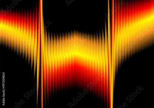Abstract vector background with dynamic red and yellow gradient lines on black background in energy style