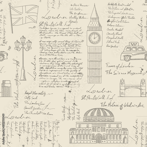 London landmarks seamless pattern