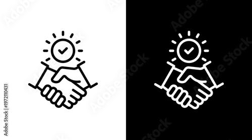 Partnership Deal White Icon Set Design