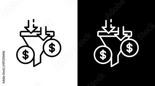 Sales Funnel White Icon Set Design