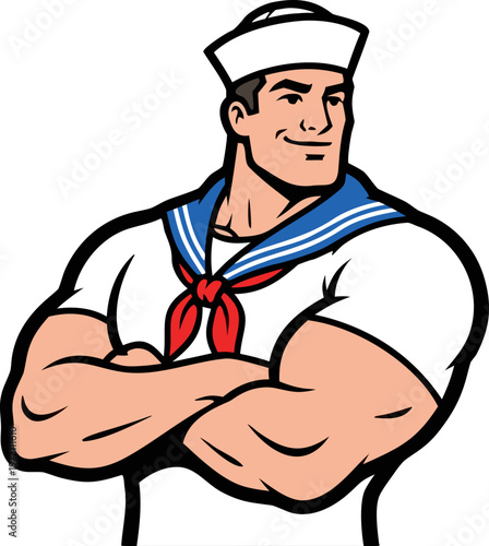 Cuadro en lienzo Portrait of a sailor vector drawing