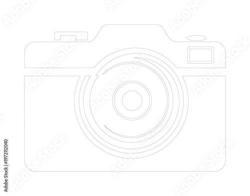 Minimalist camera outline icon, sleek photography symbol, modern digital camera vector graphic, simple creative media design element for web and app interfaces