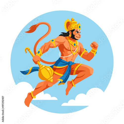 Hanuman, the Hindu monkey god, depicted in a dynamic running pose.