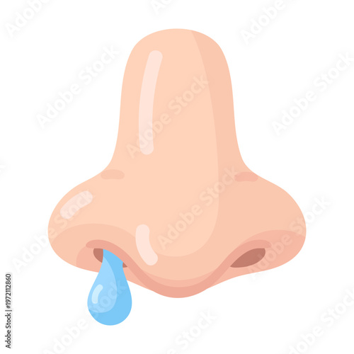 Running Nose Cartoon Illustration of a Nasal Drip During Cold and Flu Season.