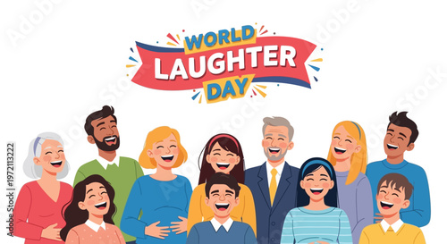 Celebrating world laughter day with a diverse group of joyful people