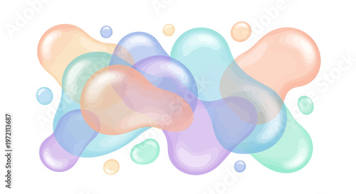 Colorful Iridescent Liquid Bubbles Floating.
