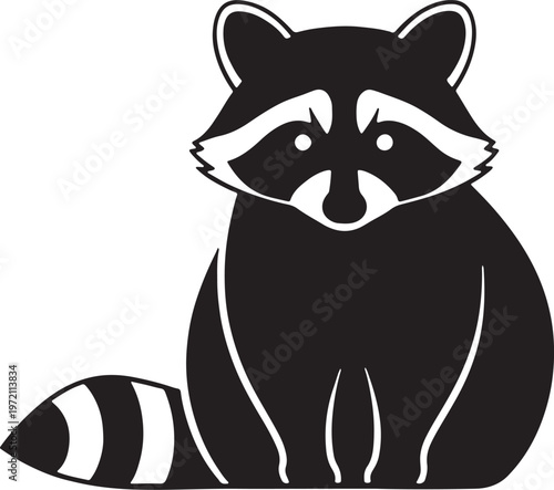 Silhouette of a beautiful animal Raccoon.