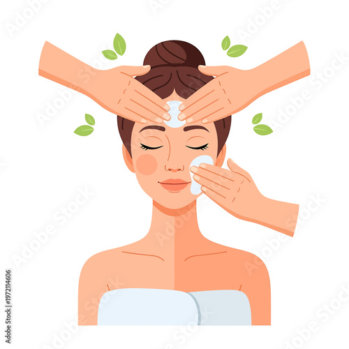 Woman receiving facial massage treatment 1.