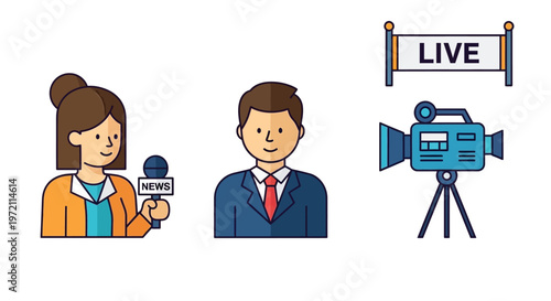 Live news broadcast featuring a reporter anchor and camera equipment