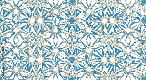 Blue and white geometric pattern design.