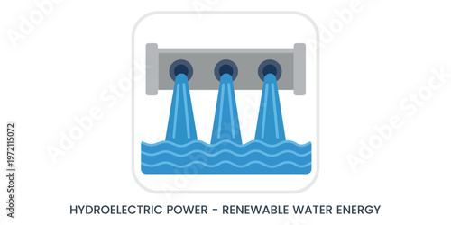 Hydroelectric Power Icon: A visual representation of sustainable energy, showcasing a hydroelectric dam harnessing the power of water to generate clean, renewable electricity.
