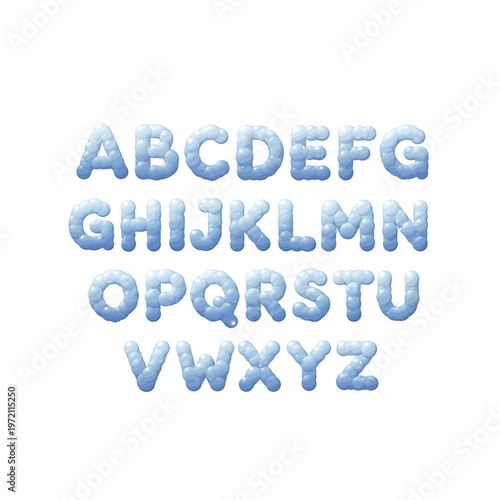 Alphabet letters in blue color.