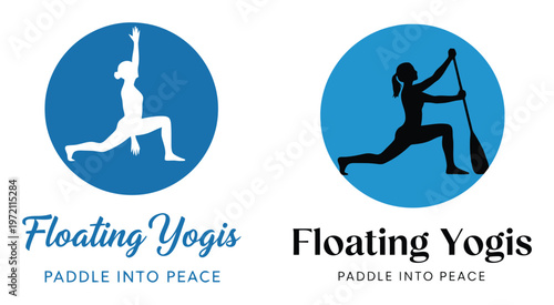 Minimalist Stand Up Paddle Yoga Logo Set