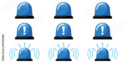 Emergency Alerts: A graphic representation of the signal and alert, each with a blue light atop a black base. The illustration encapsulates urgent signals and warnings. 