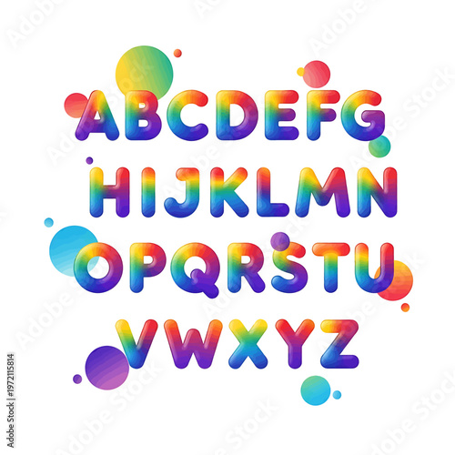 Colorful rainbow alphabet letters typography 1.