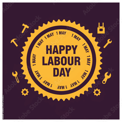 Labour Day Celebration With Tools And Gears