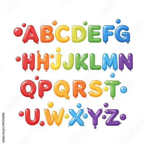 Colorful Alphabet Letters in Bubbles 20.