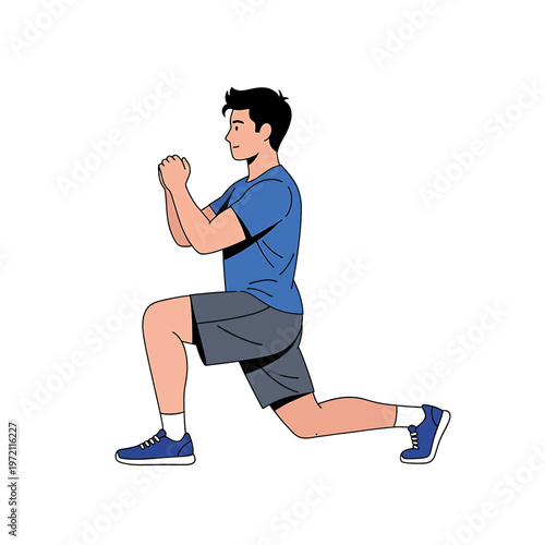 Man doing lunge exercise with fists.