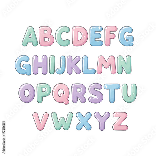 Colorful Alphabet Letters in Bubbles 17.