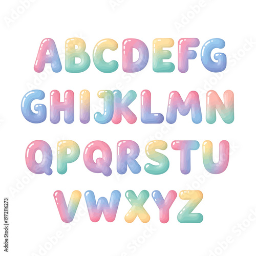 Colorful alphabet letters in pastel hues 2.