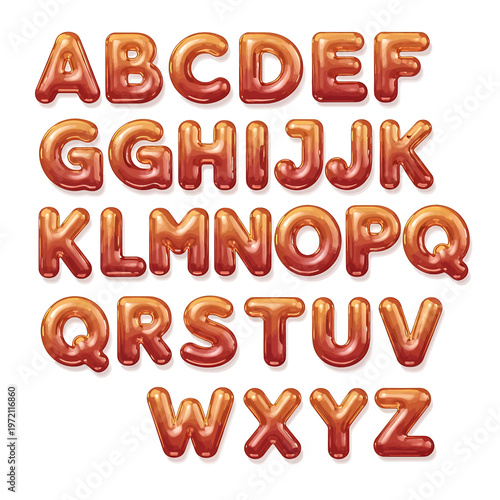 Inflated Red Orange Alphabet Letters.
