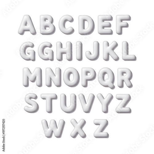 Gray 3D Alphabet Lettering Set.