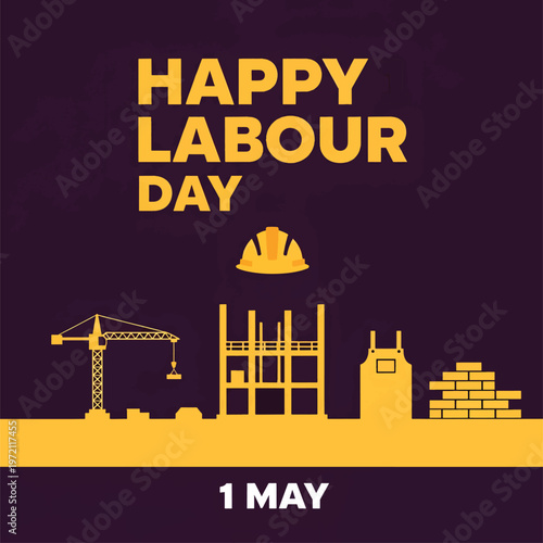 Labour Day Celebration With Construction Site Elements On May 1st