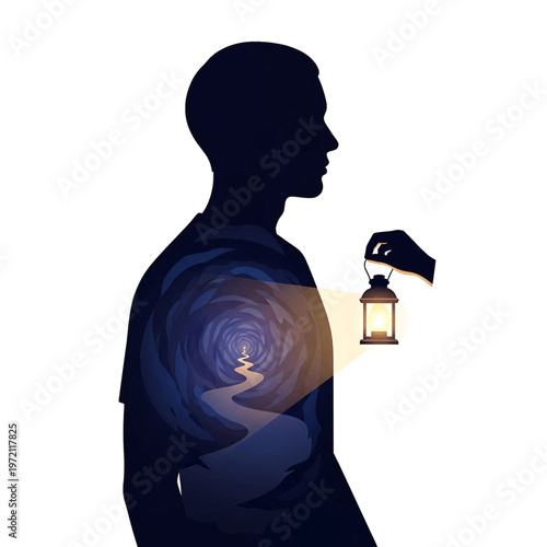 Man with a lightbulb moment inspiration.