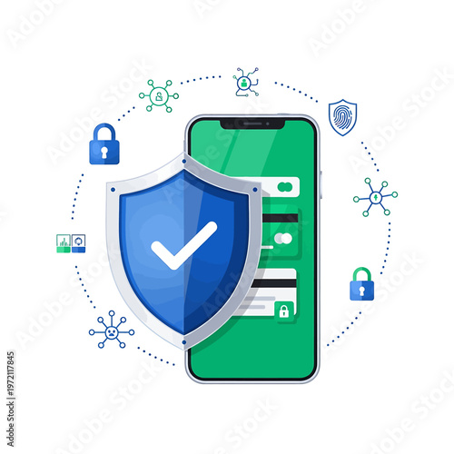 Mobile Phone Security Protection Concept.