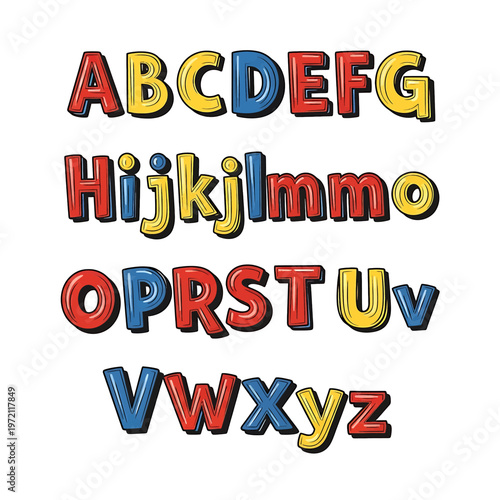 Colorful alphabet letters in bubbles 16.