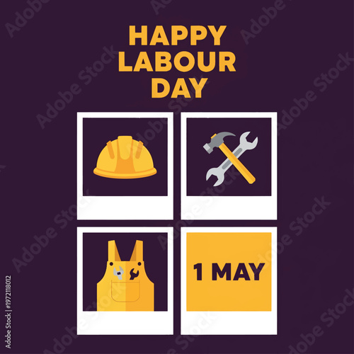 Labour Day Celebration with Safety Symbols on May 1st