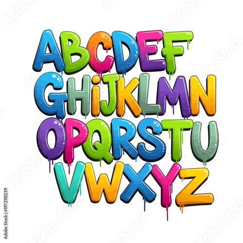 Multicolored Alphabet Letters Typography Design 1.