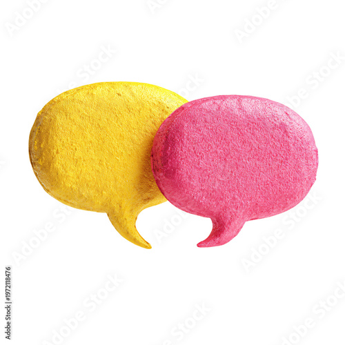 Professional Isolated Speech Bubbles in Yellow and Pink on White Background