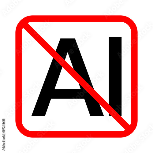 no AI Generated Content red button element png file