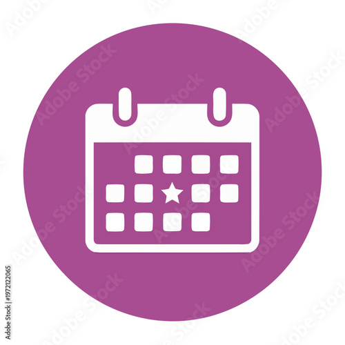 Purple calendar icon on circle