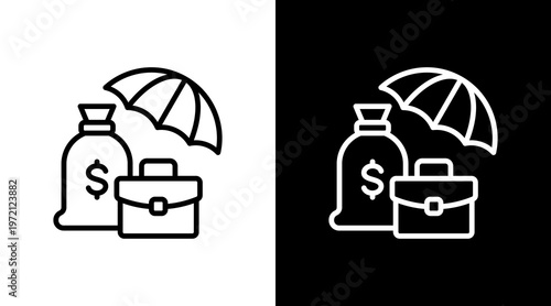 Business Insurance White Icon Set Design