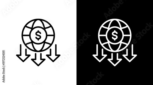 Economic Downturn White Icon Set Design