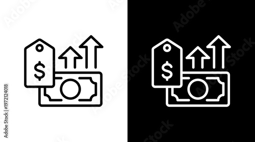 Economic Inflation White Icon Set Design