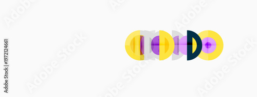 Colorful overlapping circles form abstract design. Bright hues create playful, modern aesthetic. Simple shapes suggest unity, connection.