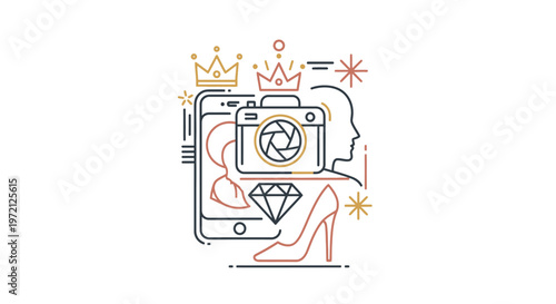 Luxury Social Media Influencer Lifestyle Concept. Digital Marketing, Online Content Creation, Fashion, Photography, and Success.