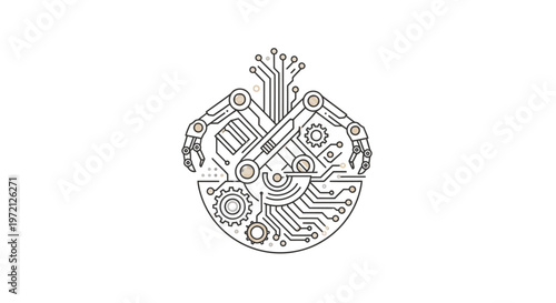 Abstract robotic technology concept illustration on white background