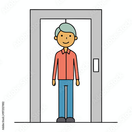 Standing in front of the elevator, the quiet hum fills the air as doors wait to open. Soft lights reflect on polished floors, capturing a pause between moments and destinations.
