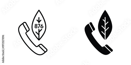 Telephone icons with leaf symbols and emergency number 876 displayed