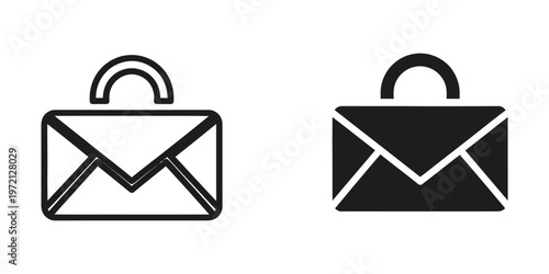 Contrasting styles of shopping bag icons with and without a filled appearance