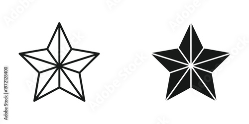 A comparison of a simple line star and a filled gradient star shape design