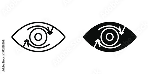 Diagram illustrating the movement of eyes in different visual conditions