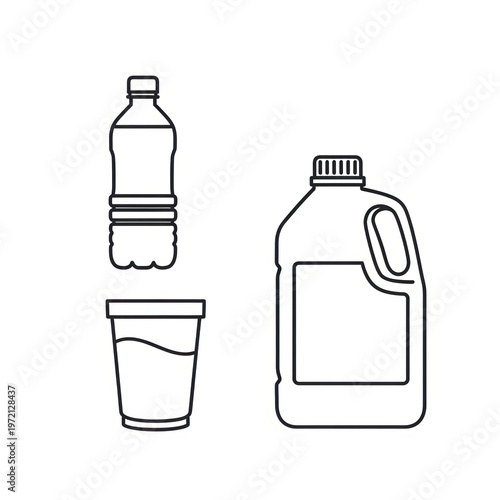 Water Container Line Icons